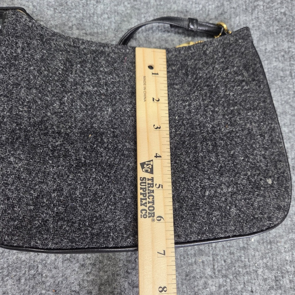 Coach Small Hobo Shoulder Bag Charcoal Gray‎ Wool Tweed Black Leather 8308 Y2K - Picture 15 of 16